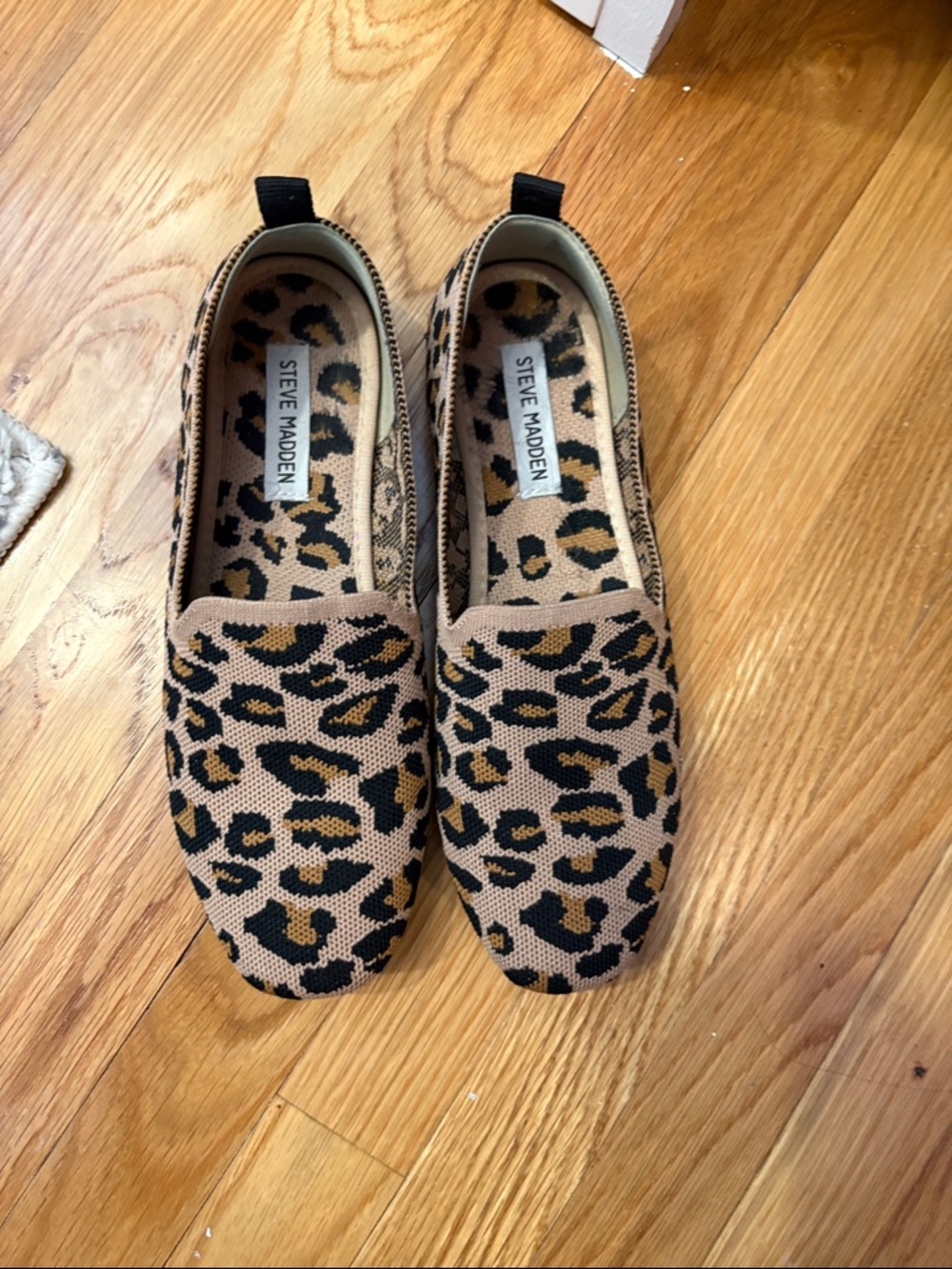 Steve Madden Leopard-Print Slip-On Flats in Tan and Black